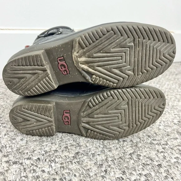 UGG Kesey waterproof black leather grey wool lined winter ankle snow boots 7.5 - Picture 4 of 13